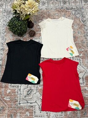 Women's Sleeveless Tee - Red, Black, Cream